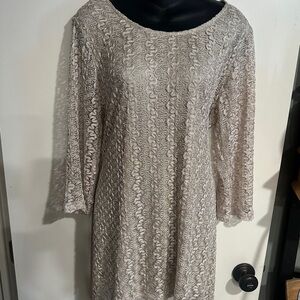 Cal Style Long Sleeve Lace A-Line Tunic Dress - XL